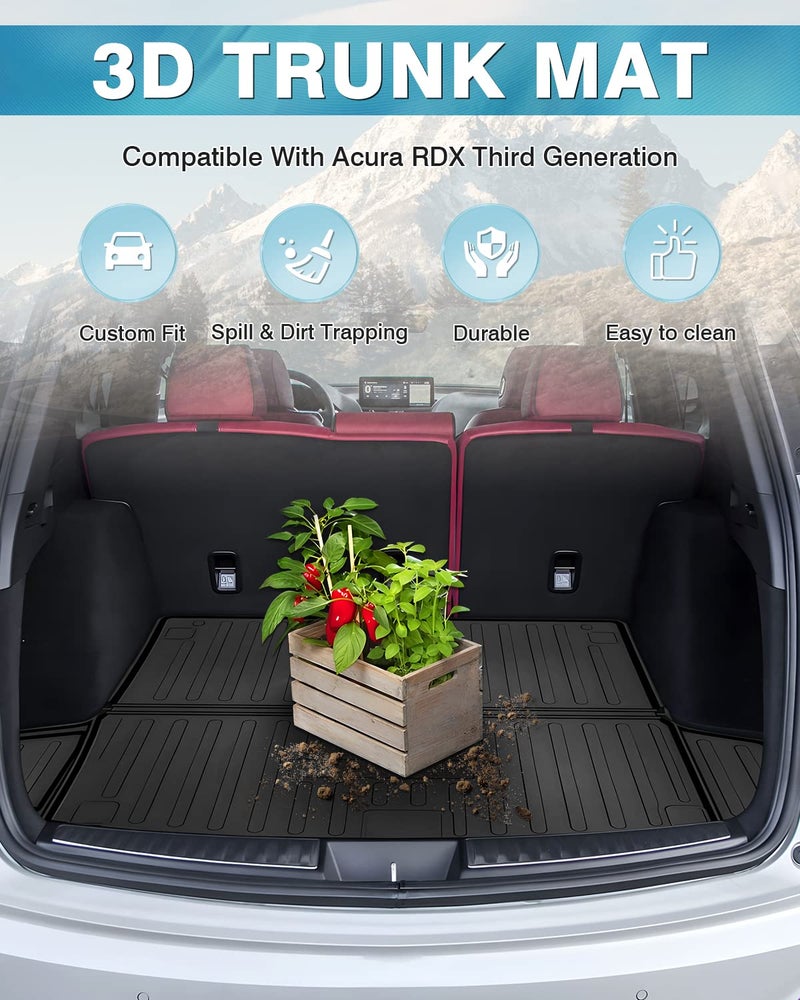 Mixsuper Cargo Liner for Acura RDX 2019-2024 2025 2026 Trunk Mat All Weather Cargo Mat Rear Anti-Slip Trunk Liner Black - Image 2